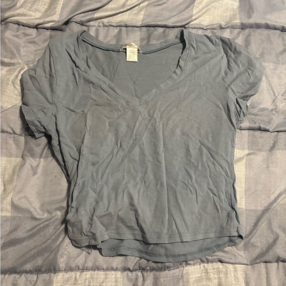 Women's Blue V-Neck crop Top